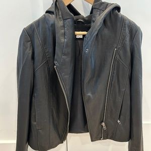 Helmut Lang Leather Jacket Hooded